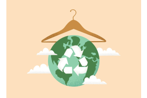 Illustration of the globe on a hanger with the recycle symbol