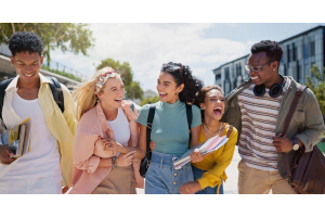 A group of happy college students