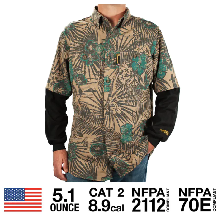 Benchmark FR 1959FRB Tropic Camo Hawaiian Shirt | ALL USA Clothing