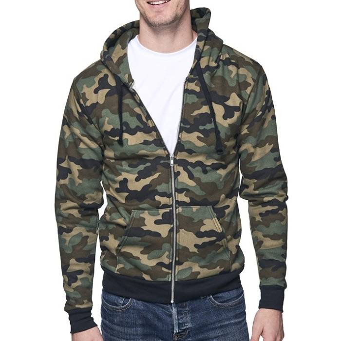 Unisex Camo Fleece Full Zip Hoody | All USA Clothing