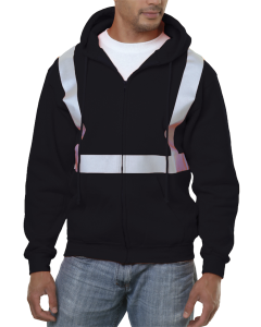 Bayside 3790 HI-VIS full Zip Hoodie with Solid Striping