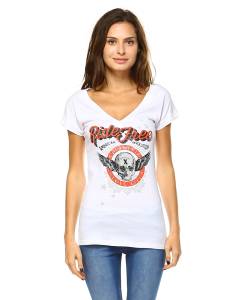 V-neck Short sleeve Graphic tee w/ Ride Free Urban City design 