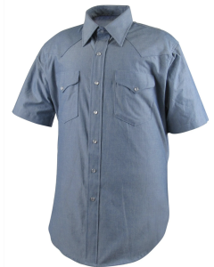 Flying R Short Sleeve Solid Chambray Denim Shirt