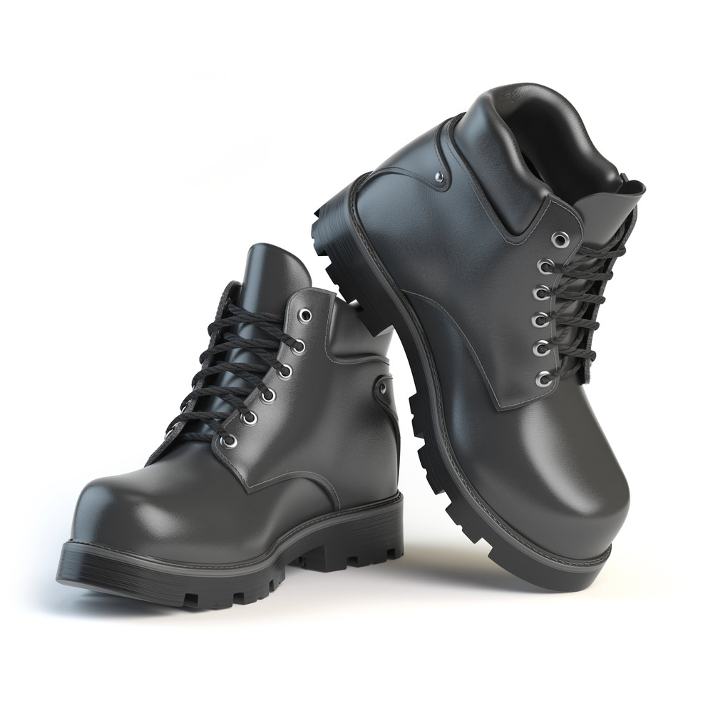 A pair of non-descript, comfortable work boots.